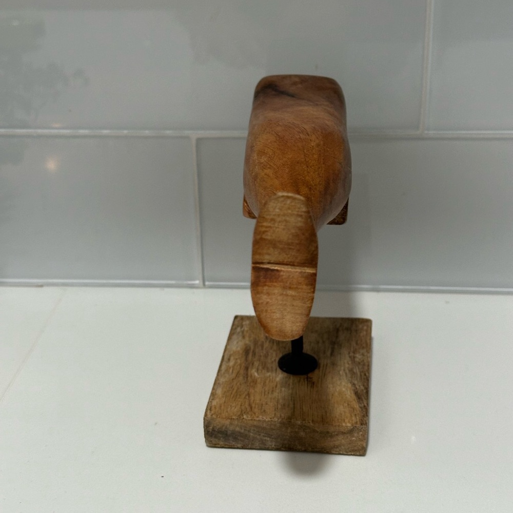 Vintage Hand Crafted Wood Marine Whale Figurine Wood Curved Whale Decor long - Picture 4 of 12